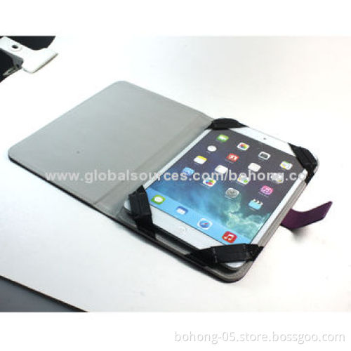 Universal Leather Case for 7-8-inch Tablet PCs, Double Elastics Fixed the Tablet
